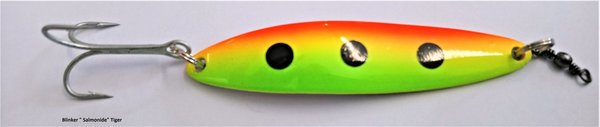 Ma-So-Ca Blinker " Salmonide" rot/gelb/grün schwarze Punkte