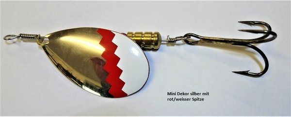 Spinner " Mini Dekor" silber mit rot/weissem Rand