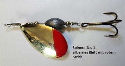 Ma-So-Ca Spinner " Spinner Nr. 1" silbernes Blatt mit rotem Strich