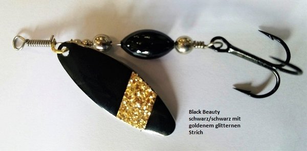 Ma-So-Ca Spinner " Black Beauty" schwarz mit goldglitternem Strich
